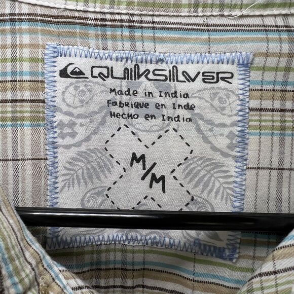 Quiksilver Short Sleeve Button Up Shirt Mens Size M Medium Plaid Multicolor EUC - Picture 6 of 11